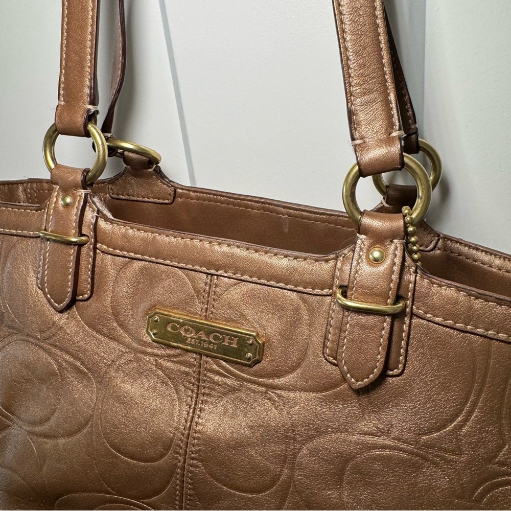 Coach Embossed Leather Signature Tote Bag - Picture 5 of 9